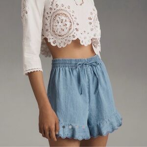 Pilcro x Anthropologie Denim Ruffle Shorts